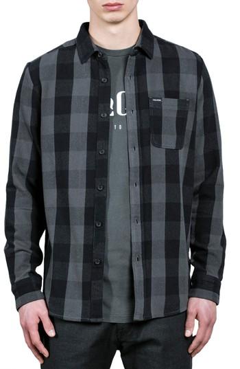 Men's Volcom Invert Check Flannel Shirt - Grey