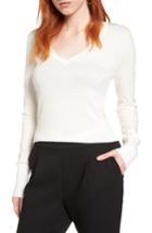 Women's Halogen Cotton Blend V-neck Sweater - Ivory
