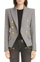 Women's Balmain Double Breasted Wool Blend Jacket Us / 36 Fr - Grey