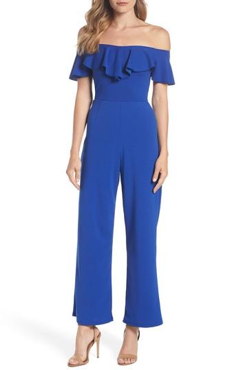 Women's Dorothy Perkins Off The Shoulder Jumpsuit Us / 8 Uk - Blue