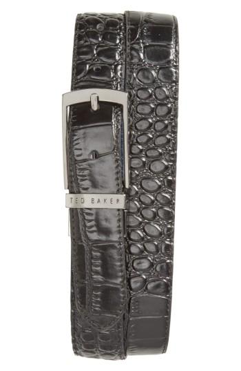 Men's Ted Baker London Sunflow Reversible Leather Belt - Black/blue