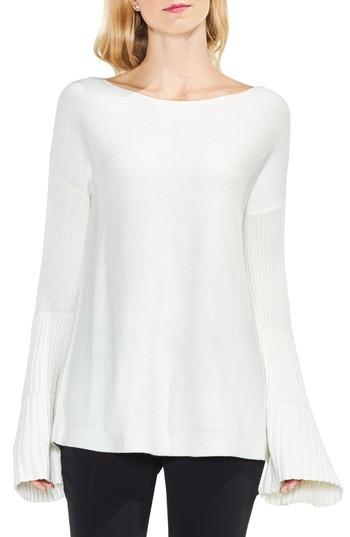 Women's Vince Camuto Bell Sleeve Ribbed Sweater, Size - White