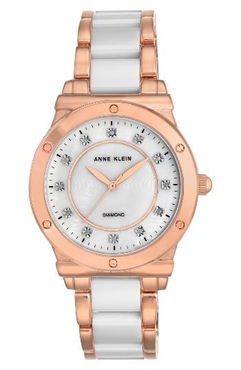 Women's Anne Klein Diamond Ceramic Bracelet Watch, 36mm