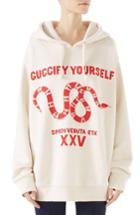 Women's Gucci Guccify Yourself Snake Print Hooded Sweatshirt, Size - Ivory