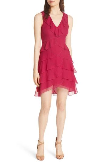 Women's Alice + Olivia Felicita Ruffle Silk Dress - Red
