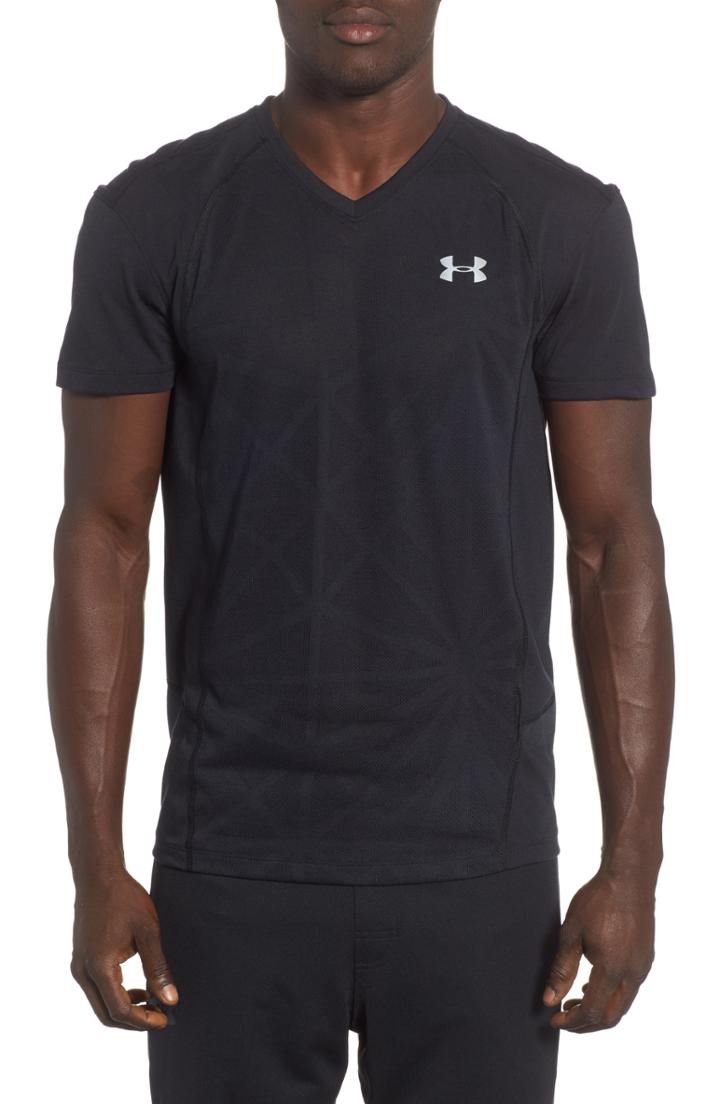 Men's Under Armour Microthread Swyft V-neck T-shirt, Size - Black