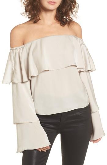 Women's Leith Off The Shoulder Ruffle Top - Grey
