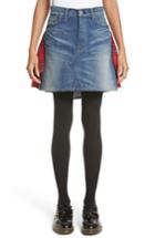 Women's Junya Watanabe Tartan Back Denim Miniskirt - Blue