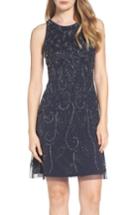 Women's Adrianna Papell Beaded Fit & Flare Dress - Blue