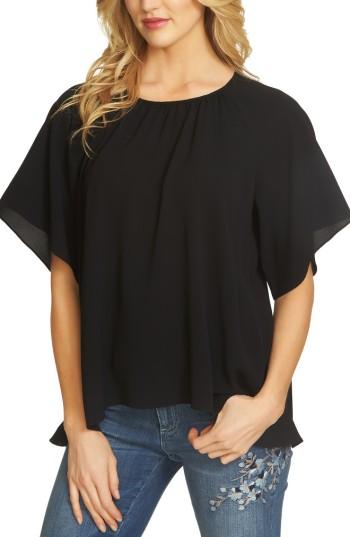 Women's Cece Textured Stretch Crepe Blouse - Black