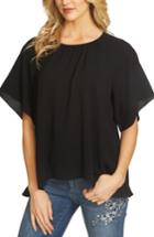 Women's Cece Textured Stretch Crepe Blouse - Black