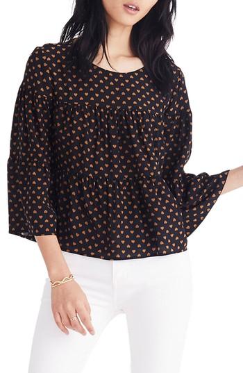 Women's Madewell Tiered Silk Top - Black