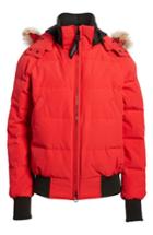 Women's Canada Goose 'savona' Bomber Jacket With Genuine Coyote Fur Trim (6-8) - Red
