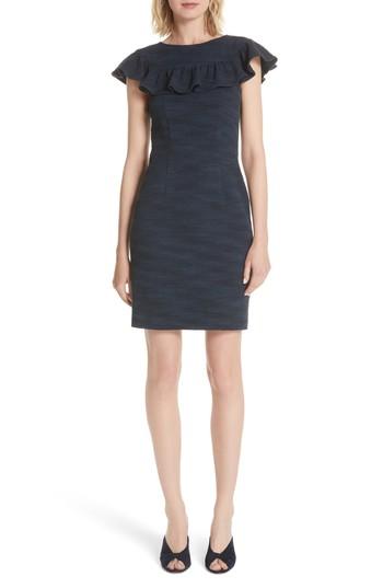 Women's Rebecca Taylor Ruffle Tweed Dress - Blue