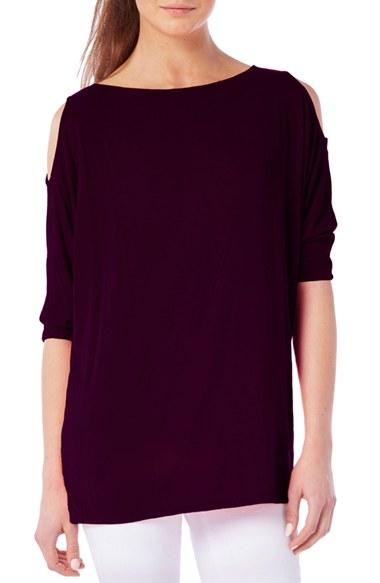 Women's Michael Stars Cold Shoulder Tee, Size - Red