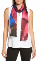Women's Ted Baker London Impressionist Bloom Silk Skinny Scarf, Size - Black