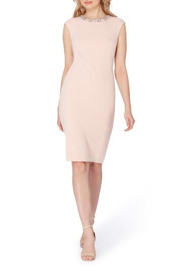 Women's Tahari Embellished Scuba Sheath Dress