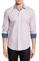 Men's Bugatchi Slim Fit Circle Print Sport Shirt - Red