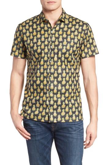 Men's Tori Richard Pineaplism Trim Fit Camp Shirt - Black