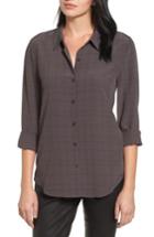 Women's Eileen Fisher Windowpane Classic Collar Shirt - Brown