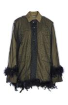Women's Tu Es Mon Tresor Military Jacket With Removable Tulle & Feather Overlay Us / 40 Fr - Green