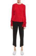 Women's Topshop Boutique Ruched Peplum Top Us (fits Like 10-12) - Red