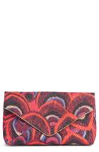 Dries Van Noten Peacock Jacquard Envelope Clutch - Red