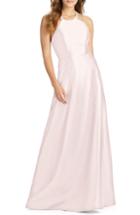 Women's Alfred Sung Lace-up Back Sateen Twill Gown