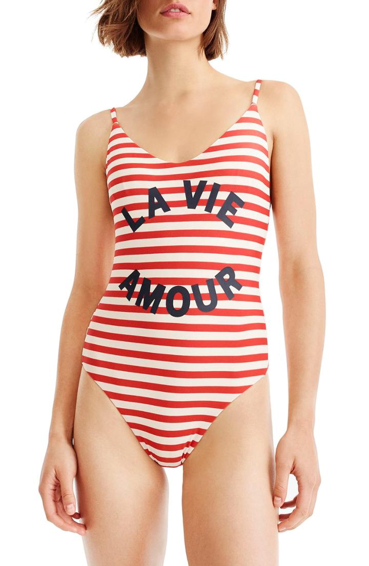 Women's J.crew La Vie Amour Stripe One-piece Swimsuit