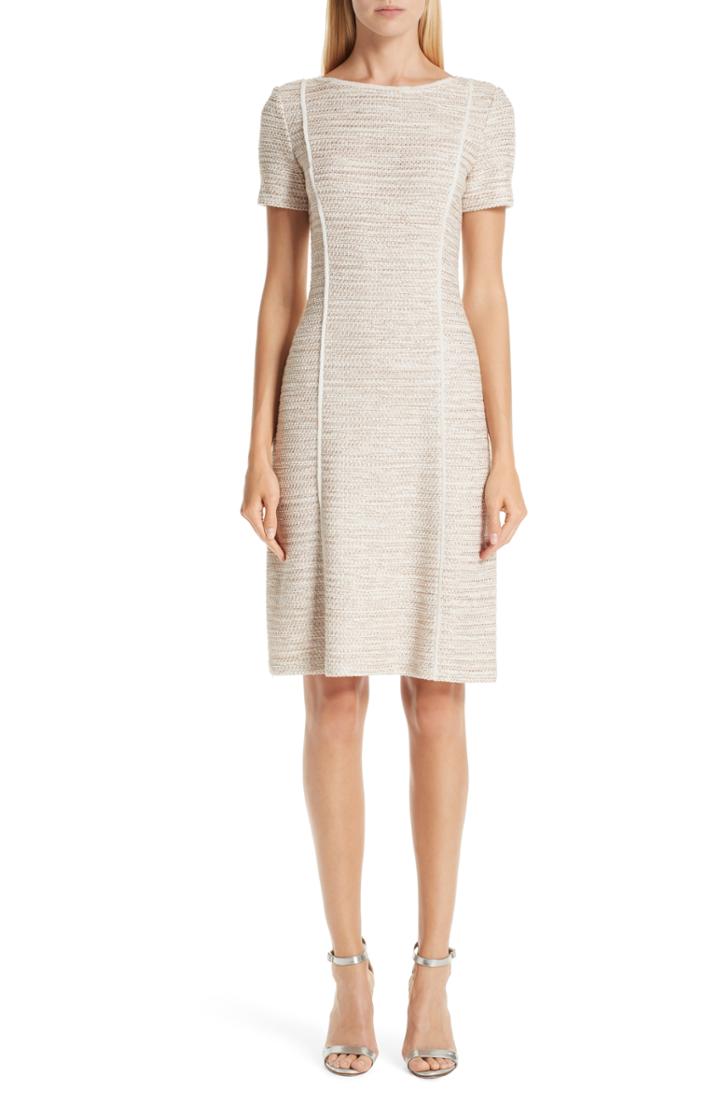 Women's St. John Collection Dune Inlay Knit Sheath Dress - Beige