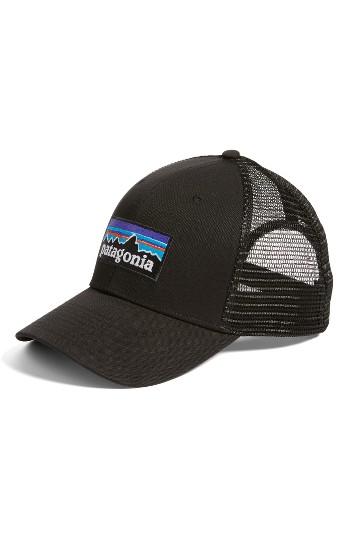 Men's Patagonia P-6 Logo Trucker Hat - Black