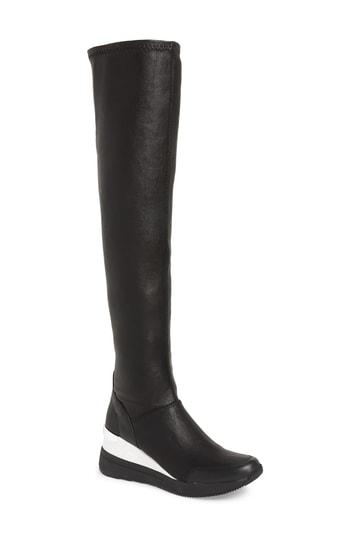 Women's Michael Michael Kors Tipton Wedge Over The Knee Rain Boot M - Black