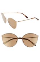Women's Tom Ford Zeila 60mm Mirrored Cat Eye Sunglasses - Rose Gold/ Havana/ Brown Gold