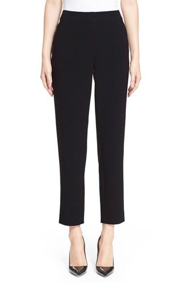Women's St. John Collection 'emma' Crop Crepe Marocain Pants - Black