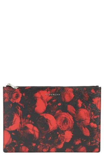 Givenchy Roses Print Pouch - Red