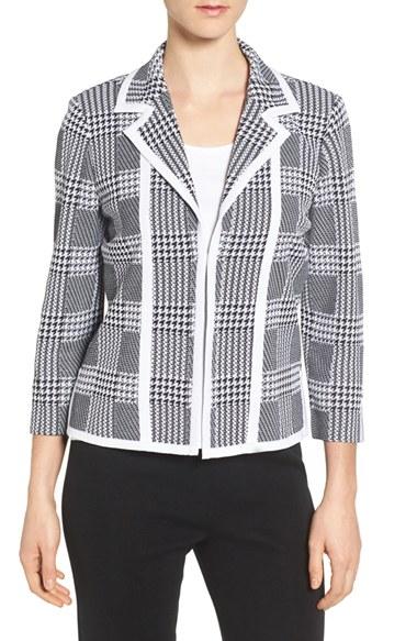 Women's Ming Wang Plaid Knit Jacket