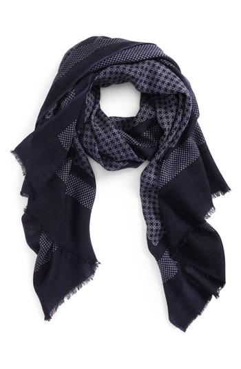 Men's Calibrate Geometric Wool Scarf, Size - Blue