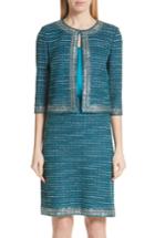 Women's St. John Collection Sequin & Sheen Tweed Knit Jacket - Blue