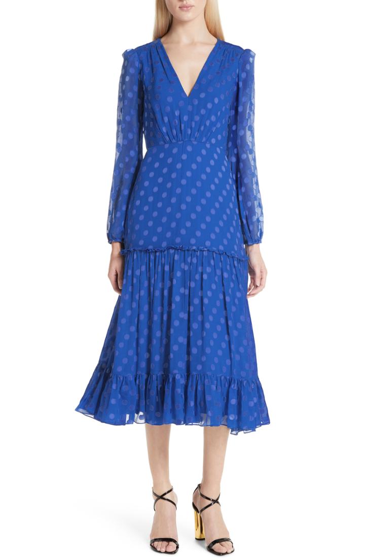 Women's Saloni Polka Dot Ruffle Dress
