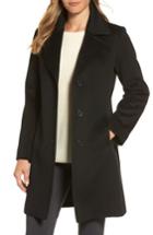 Petite Women's Fleurette Notch Collar Wool Walking Coat P - Black