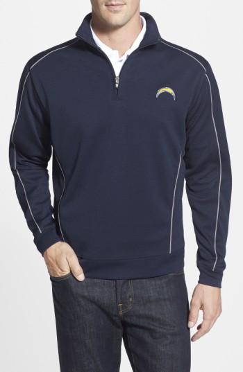 Men's Cutter & Buck San Diego Chargers - Edge Drytec Moisture Wicking Half Zip Pullover