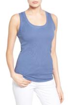 Women's Caslon Ribbed Racerback Tank, Size - Blue