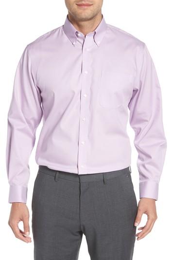 Men's Nordstrom Men's Shop Traditional Fit Non-iron Solid Dress Shirt - 35 - Purple