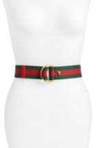 Women's Gucci Web Slider Belt - Hibicus Red