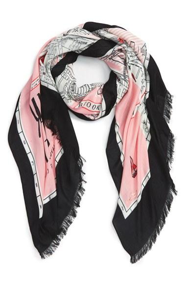 Women's Kate Spade New York New York Map Print Scarf, Size - Pink