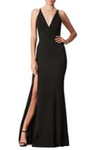 Women's Dress The Population Iris Slit Crepe Gown, Size - Black