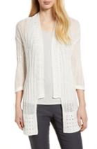 Women's Nic+zoe Changing Tides Linen Blend Open Front Cardigan - White