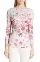 Women's St. John Collection Multicolor Brushstroke Floral Print, Size - Ivory