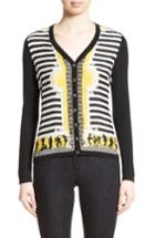 Women's Versace Collection Catwalk Print Silk & Wool Cardigan Us / 40 It - White