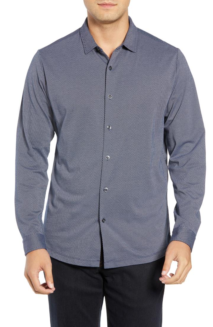 Men's Robert Barakett Colby Regular Fit Knit Sport Shirt, Size - Blue